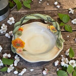 Fitz and Floyd Chanticleer Collection Handled Basket Earthenware New in Box